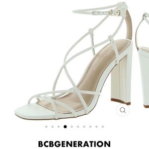 BCBG Strappy White Heel Sandals